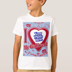 Ich Liebe meine Freundin Foto Red Hearts Baby Blue T-Shirt
