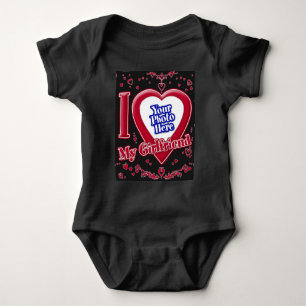 Ich Liebe meine Freundin Foto Red Hearts Black Baby Strampler