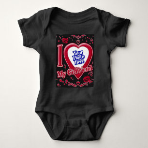 Ich Liebe meine Freundin Foto Red Hearts Black Baby Strampler