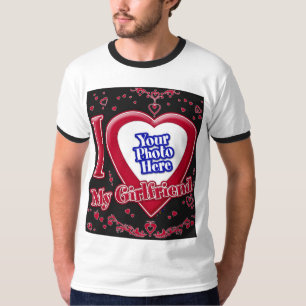 Ich Liebe meine Freundin Foto Red Hearts Black T-Shirt