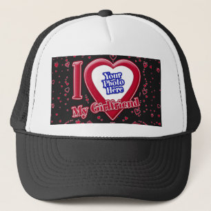 Ich Liebe meine Freundin Foto Red Hearts Black Truckerkappe