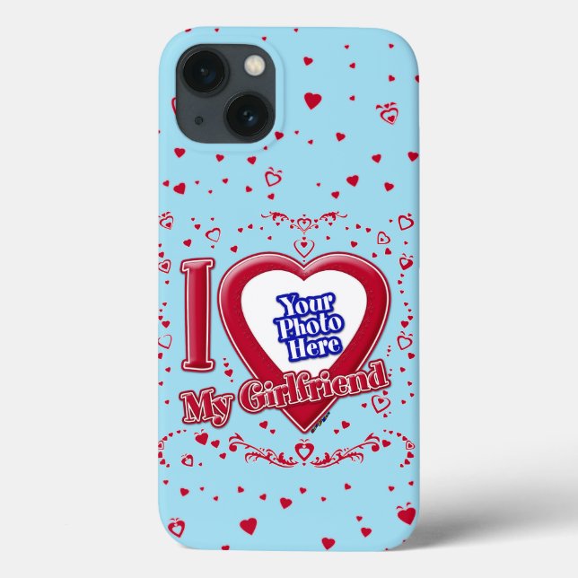 Ich Liebe meine Freundin Foto Red Hearts Blue Hori Case-Mate iPhone Hülle (Rückseite)