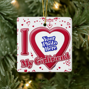 Ich Liebe meine Freundin Foto Red Hearts Keramikornament