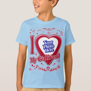 Ich Liebe meine Freundin Foto Red Hearts Light Blu T-Shirt