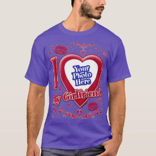 Ich Liebe Meine Freundin Foto Red Hearts Lila T-Shirt