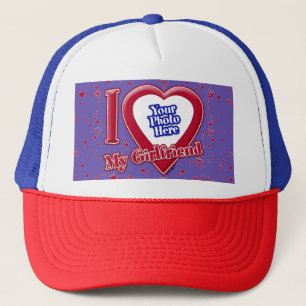 Ich Liebe Meine Freundin Foto Red Hearts Lila Truckerkappe