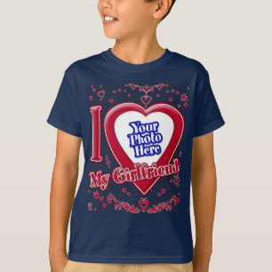 Ich Liebe meine Freundin Foto Red Hearts Navy T-Shirt