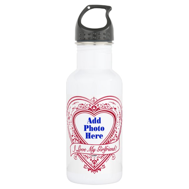 Ich Liebe meine Freundin! Foto Red Hearts Trinkflasche (Vorderseite)