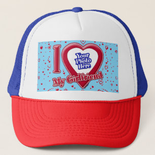 Ich Liebe meine Freundin Foto Red Hearts Türkis Truckerkappe