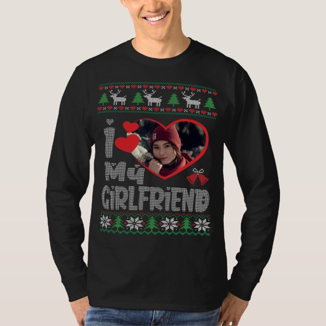 Ich Liebe meine Freundin Foto Ugly Weihnachts-Swea T-Shirt (Vorderseite)