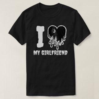 Ich liebe meine Freundin Gothic White Heart Foto T-Shirt