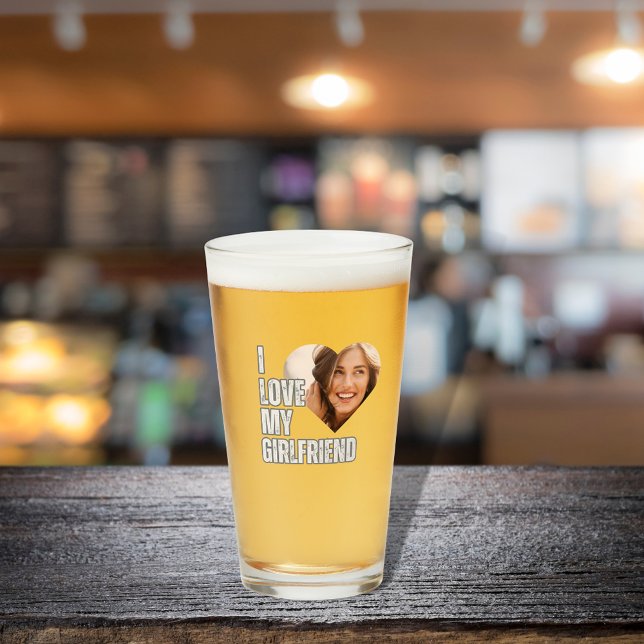 Ich Liebe Meine Freundin Herz Foto Freund Geschenk Glas (I Love My Girlfriend Heart Photo Boyfriend Gift Glass)