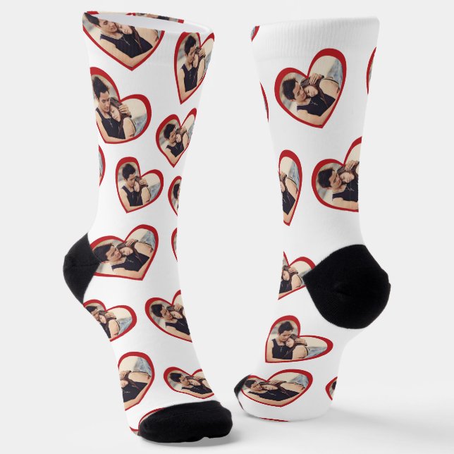 Ich Liebe meine Freundin herzenförmiges Foto weiß Socken (Gewinkelt)