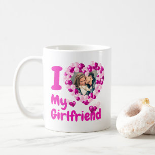 Ich liebe meine Freundin Hot Pink Benutzerdefinier Kaffeetasse