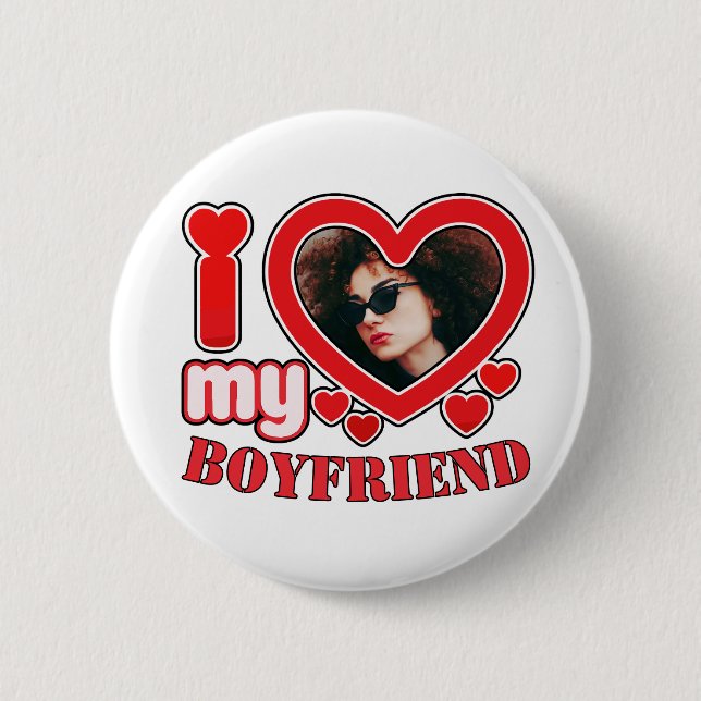 Ich Liebe Meine Freundin Personalisiert Foto Button (Vorderseite)