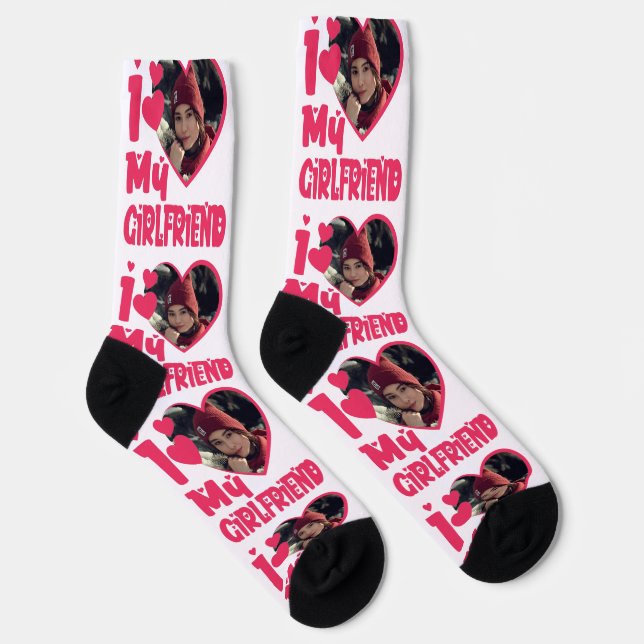 Ich Liebe Meine Freundin Personalisiert Foto Socken (Rechts)