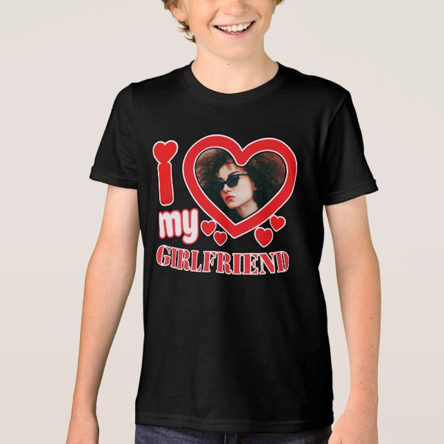 Ich Liebe Meine Freundin Personalisiert Tri-Blend Shirt (Vorderseite)