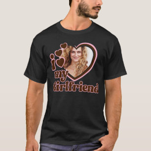 Ich Liebe meine Freundin Pink Brown Foto T-Shirt