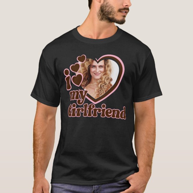 Ich Liebe meine Freundin Pink Brown Foto T-Shirt (Vorderseite)