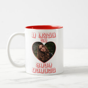 Ich Liebe Meine Freundin rosa Herz Custom Foto Zweifarbige Tasse