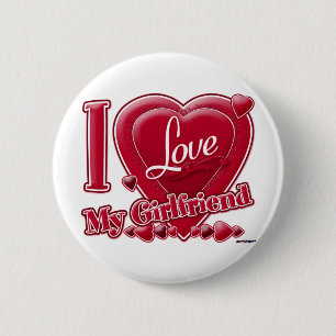 Ich Liebe Meine Freundin rot - Herz Button