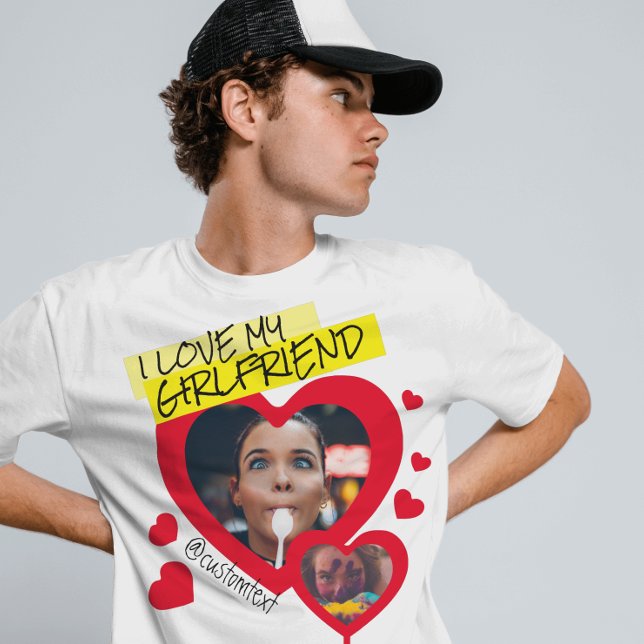 Ich Liebe meine Freundin rotes Foto Text y2k T-Shirt (Von Creator hochgeladen)