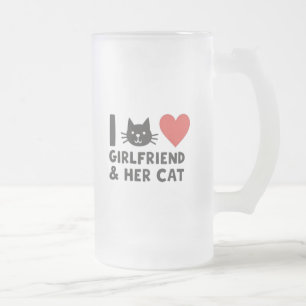 Ich liebe meine Freundin und ihre Katze" Katzenkop Mattglas Bierglas