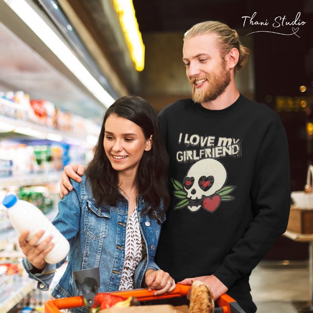 Ich Liebe meine Freundin Vintag Schädelherz Paar Sweatshirt (Von Creator hochgeladen)