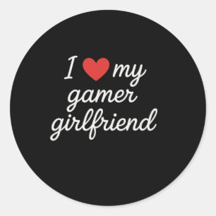 Ich liebe meine Gamer-Freundin Süße Kursivschrift  Runder Aufkleber