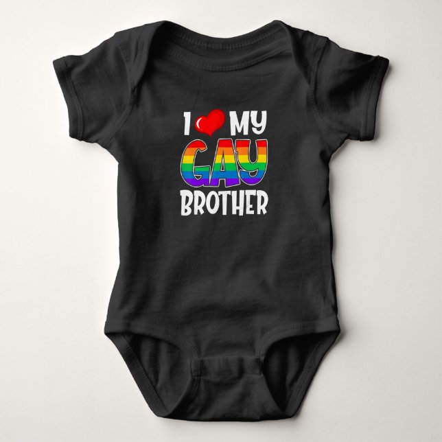 Ich Liebe meine Gay Bror LGBt Pride Monat Familien Baby Strampler (Vorderseite)