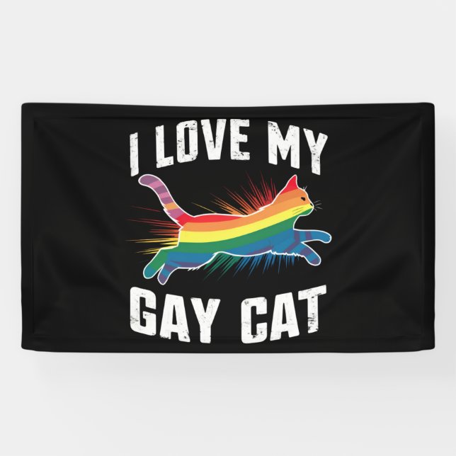 Ich Liebe meine Gay Cat Funny Rainbow Pride Lgbt Banner (Horizontal)