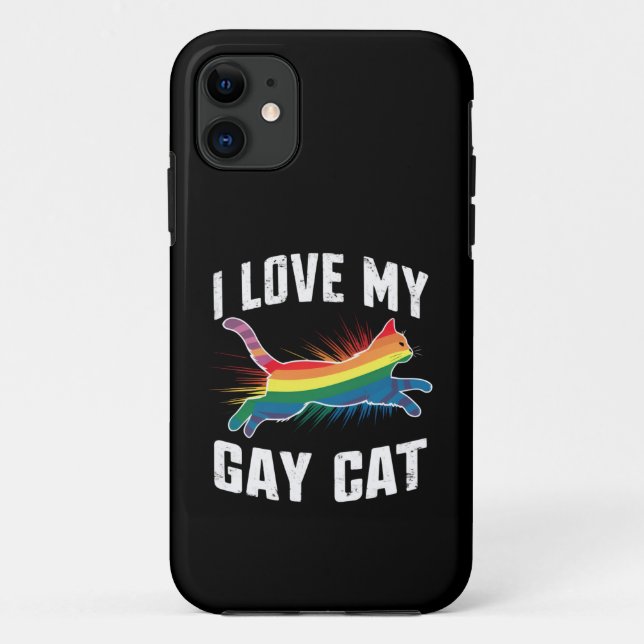Ich Liebe meine Gay Cat Funny Rainbow Pride Lgbt Case-Mate iPhone Hülle (Rückseite)