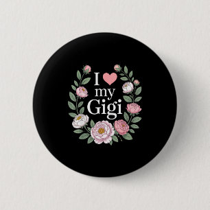 Ich liebe meine Gigi-Blumen-Herz-Oma Button