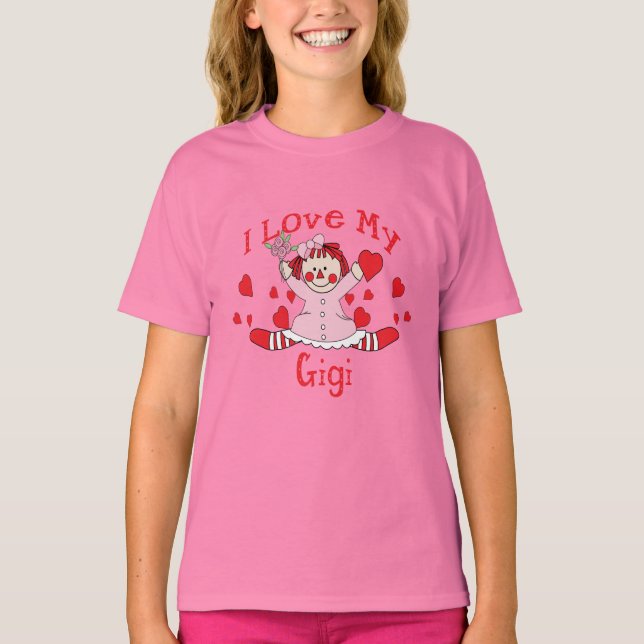 Ich Liebe meine Gigi Rag Puppen & Herzen T-Shirt (Vorderseite)