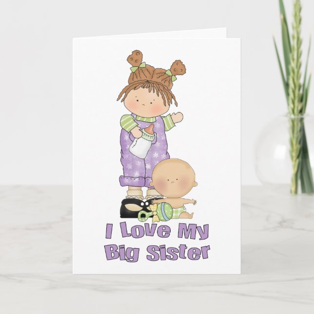 Ich Liebe meine große Schwester Mädchen und Baby Karte (Vorderseite)
