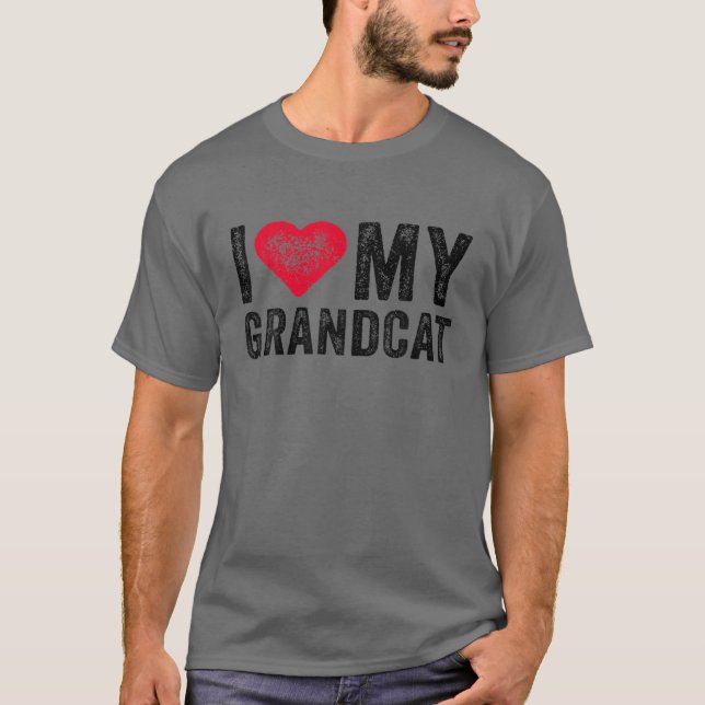 Ich Liebe meine Großkatze Rotes Herz Katze Pet Lov T-Shirt (Vorderseite)