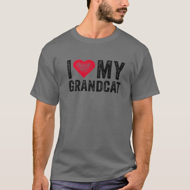 Ich Liebe meine Großkatze Rotes Herz Katze Pet Lov T-Shirt (Vorderseite)