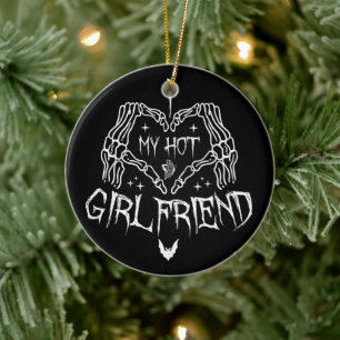 Ich Liebe meine heiße Freundin Halloween Skeleton Keramik Ornament