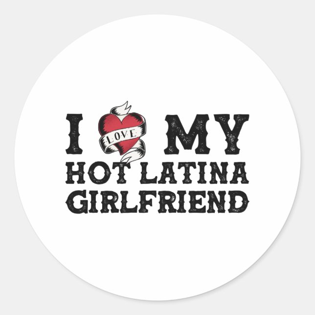 Ich Liebe meine heiße Latina Freundin - ich höre m Runder Aufkleber (Vorderseite)