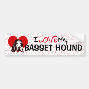Ich Liebe meine Herzen im Basset Hound Autoaufkleber