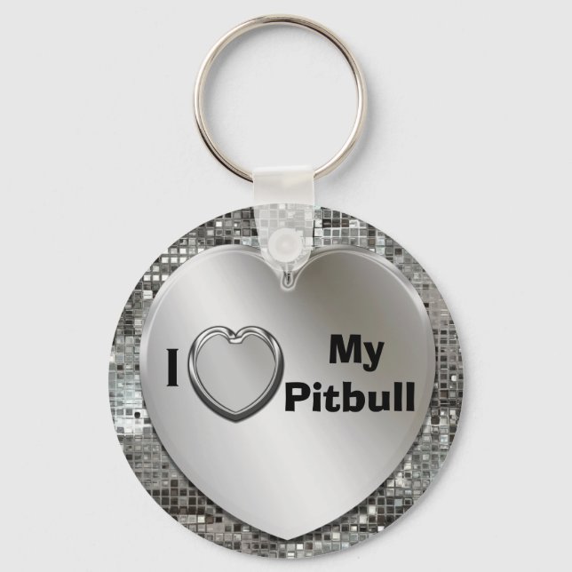 Ich Liebe meine Herzkette Pitbuls Schlüsselanhänger (Vorderseite)