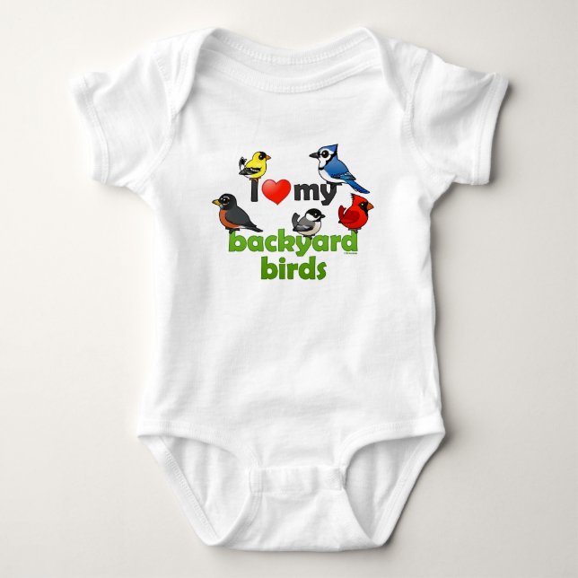 Ich Liebe meine Hinterhofvögel Baby Strampler (Vorderseite)