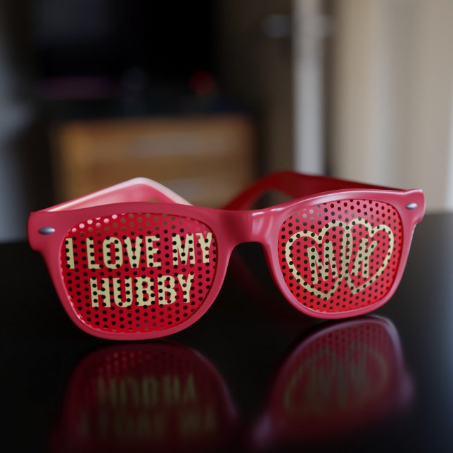 Ich Liebe meine Hubby-Gold-Herz Retro-Sonnenbrille Partybrille (Von Creator hochgeladen)