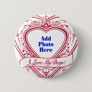 Ich Liebe meine Hunde! Foto Red Hearts Button