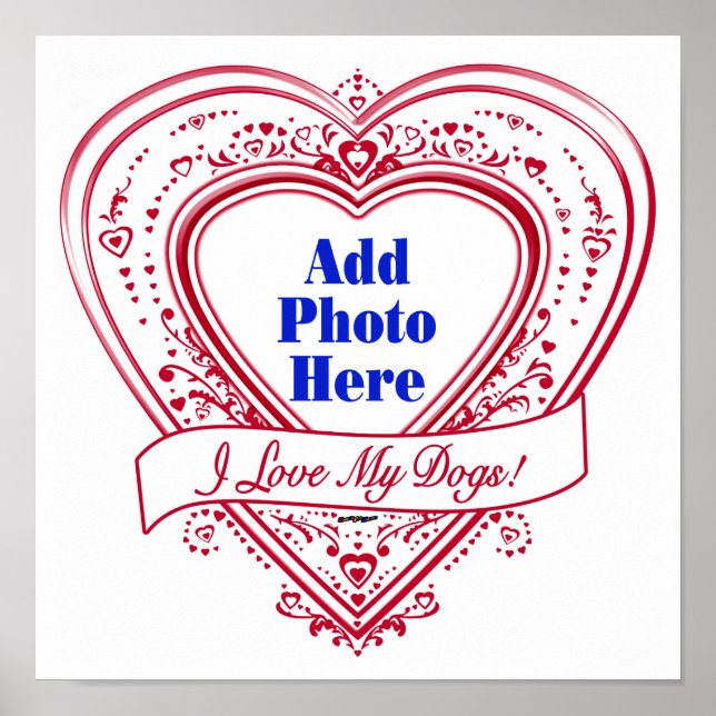 Ich Liebe meine Hunde! Foto Red Hearts Poster (Vorne)