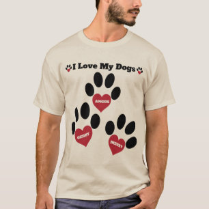 Ich Liebe meine Hunde, Hunde lieben Custom Brown T-Shirt