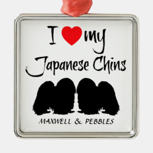 Ich Liebe meine japanischen Chin-Hunde Ornament Aus Metall