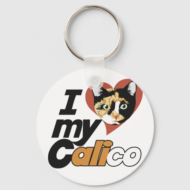 Ich Liebe meine KALICO-Katze Schlüsselanhänger (Vorderseite)