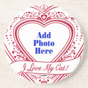 Ich Liebe meine Katze! Foto Red Hearts Untersetzer