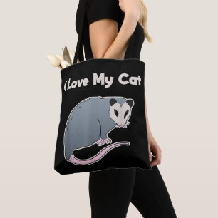 Ich liebe meine Katze lustiger Opossum Tasche